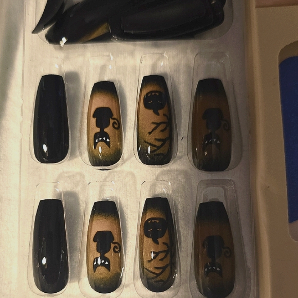 Black and Orange Halloween Nail Set